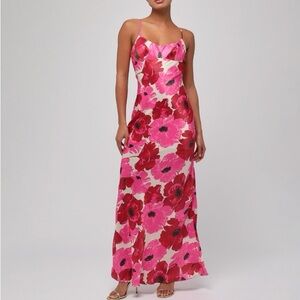 Lulu's Pink & Magenta Floral Slip Maxi Dress